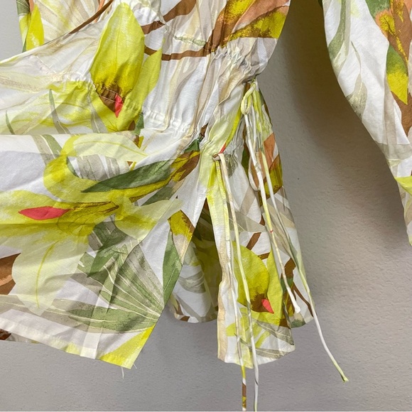 H&M Tropical Floral Drawstring Blouse NWT Size M - Picture 8 of 12